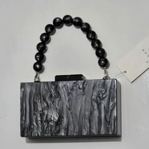 A New Day Black Clutch with Beaded Handle